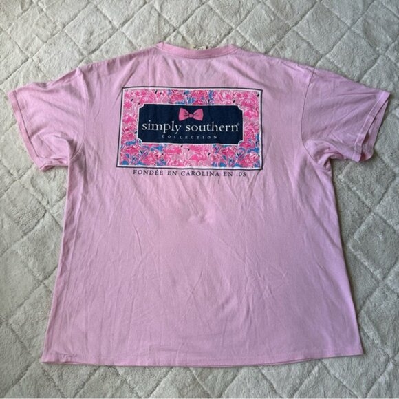 Simply Southern | "Mingo Patch" Pink Short Sleeve Graphic Tee | Size Extra Large - Picture 1 of 12